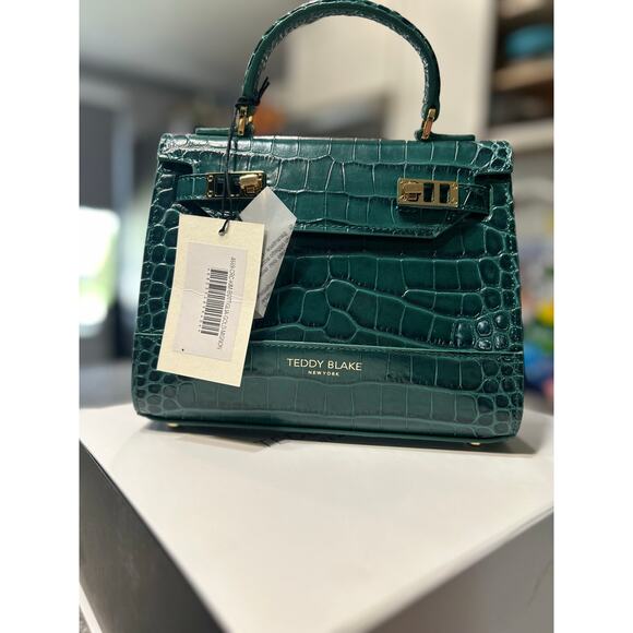 Teddy Blake Kim 9" Satchel – Rare Bottiglia Green Croc, Gold Hardware- NWT!!! - Picture 1 of 9